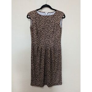 Talbots Leopard Print Sleeveless Pleated Dress Sz SP Petites Work Career Chic